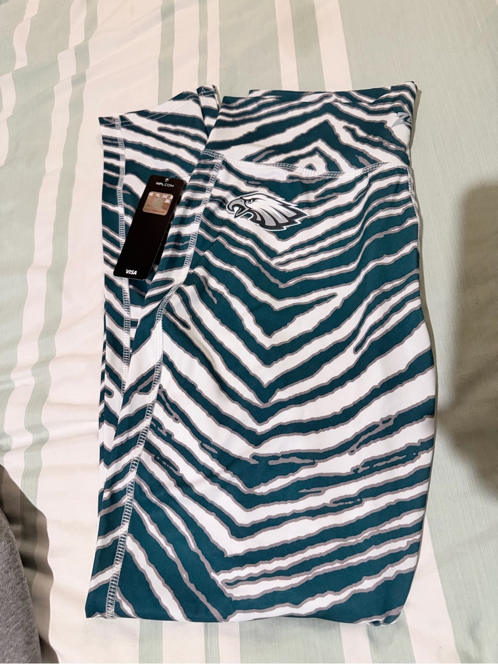 Majestic Green & White Zebra-Print Leggings with Team Logo